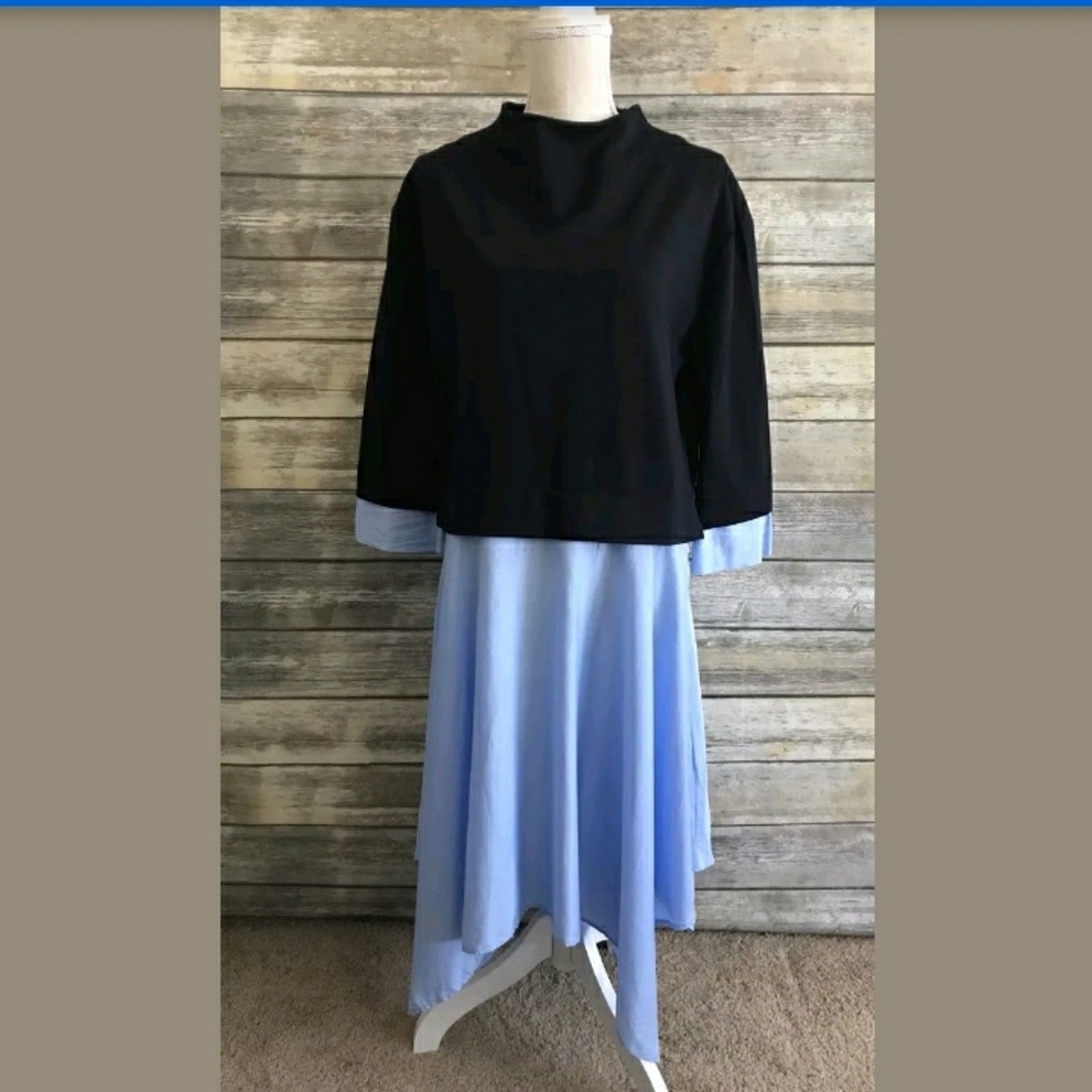 Zara Women's blue dress with asymmetric hem